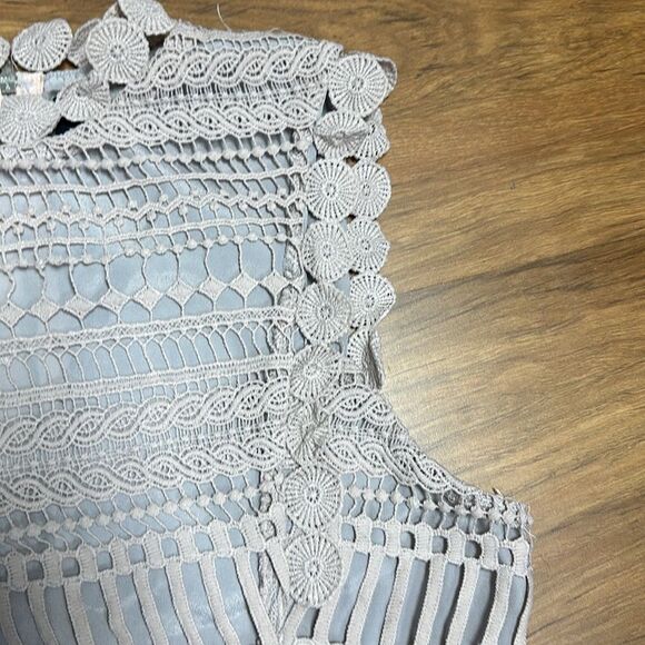 Design Lab Lord & Taylor Lace Crop Top Mauve Tan Women’s Sz L - Picture 3 of 12